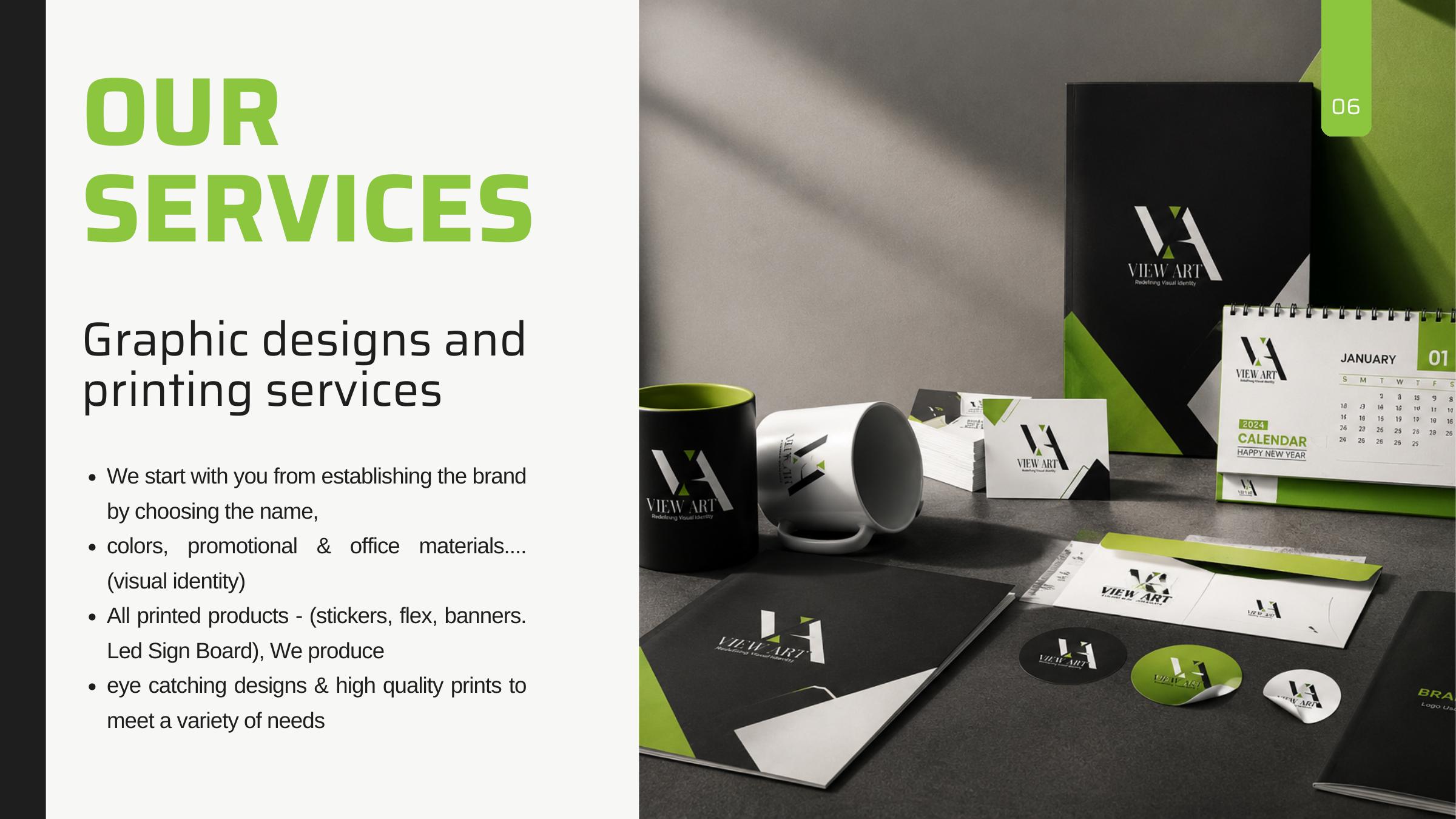 View Art printed brand materials